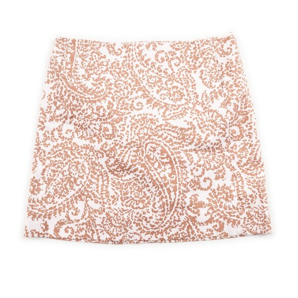 J. CREW Stretch pink brown print skirt size 2 - Picture 1 of 7